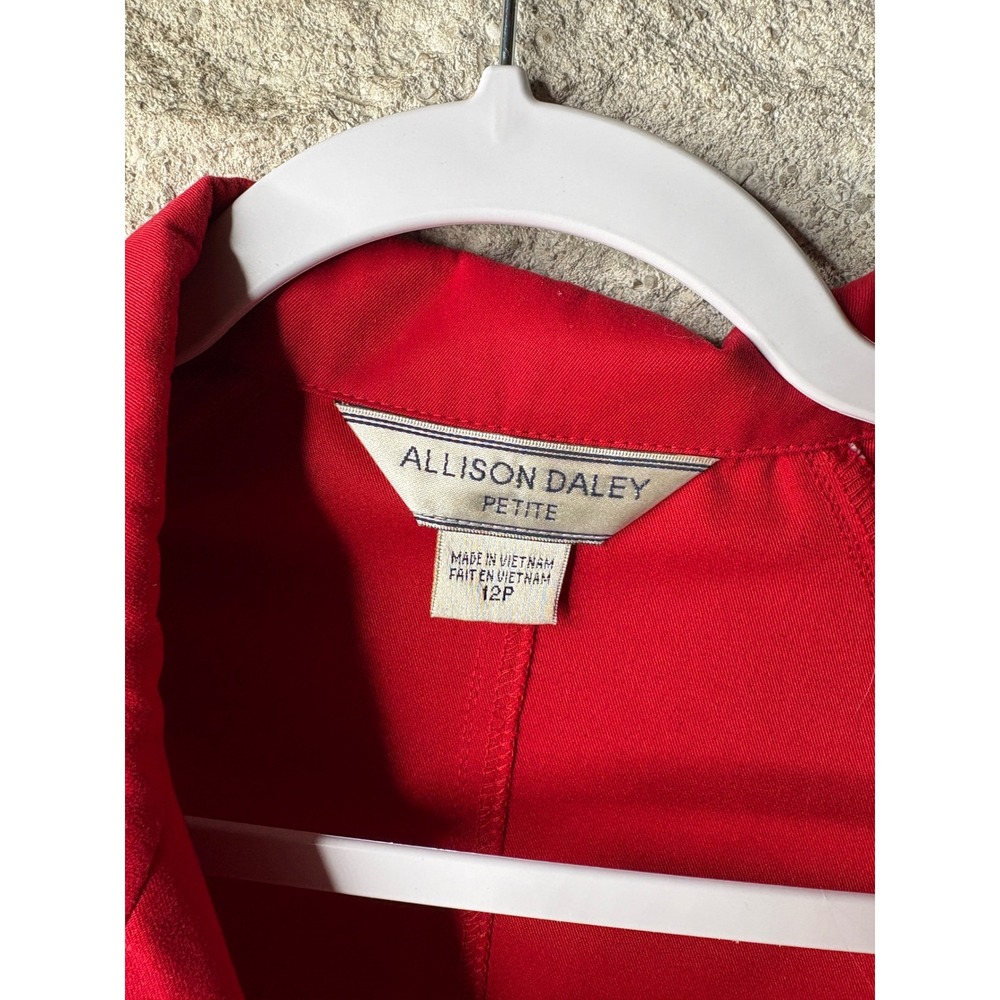 Allison Daley Petite Red Zip Up Jacket White Contrast Piping Size 12P - Picture 3 of 8